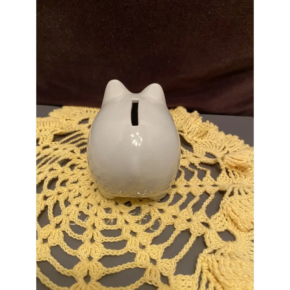 Cute VintageSassy Piggy Bank Pig Coin slot back classic White Ceramic W Florals.